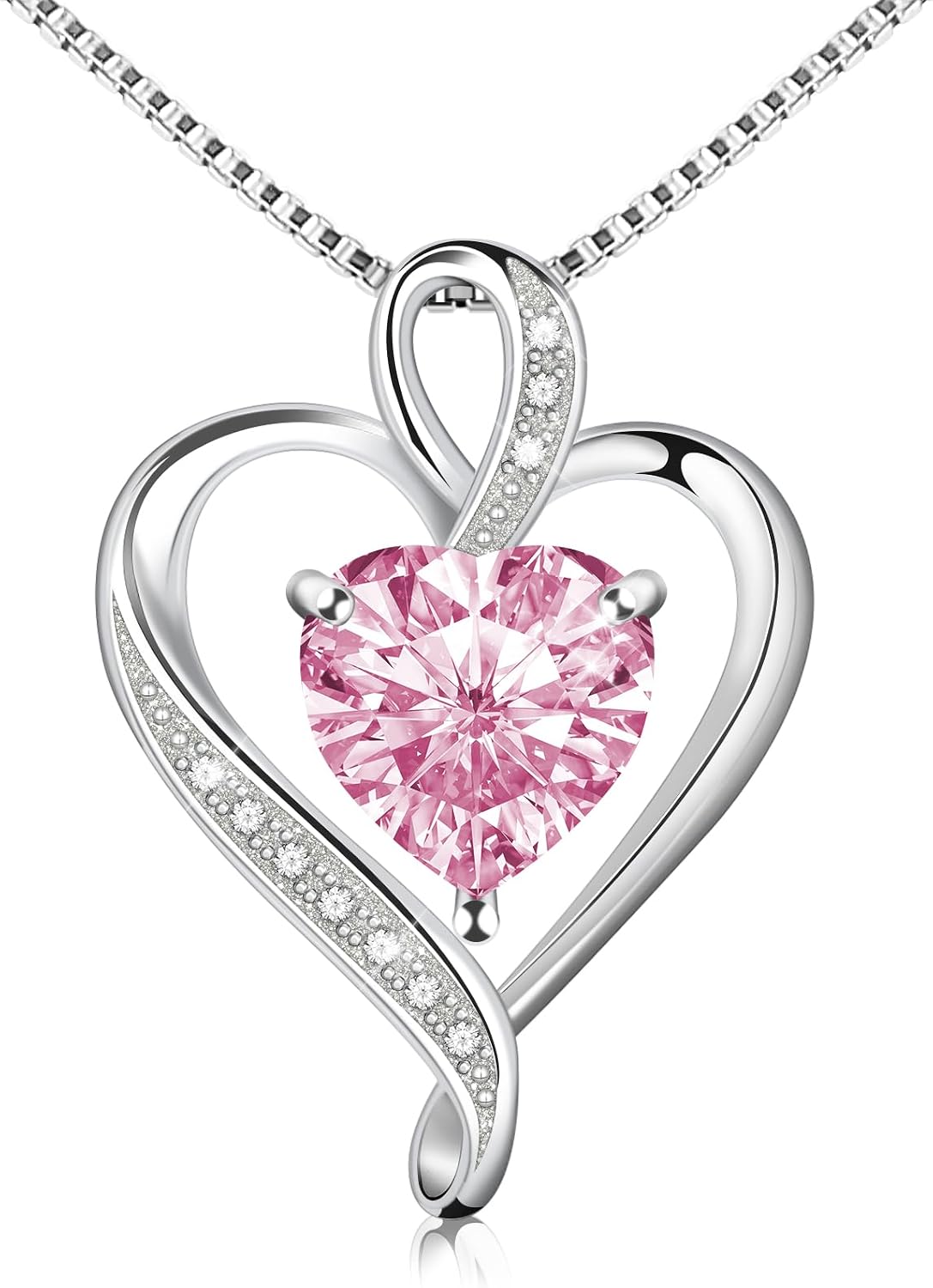 Birthstone Heart Pendant Necklace in Sterling Silver, view 2 of 10