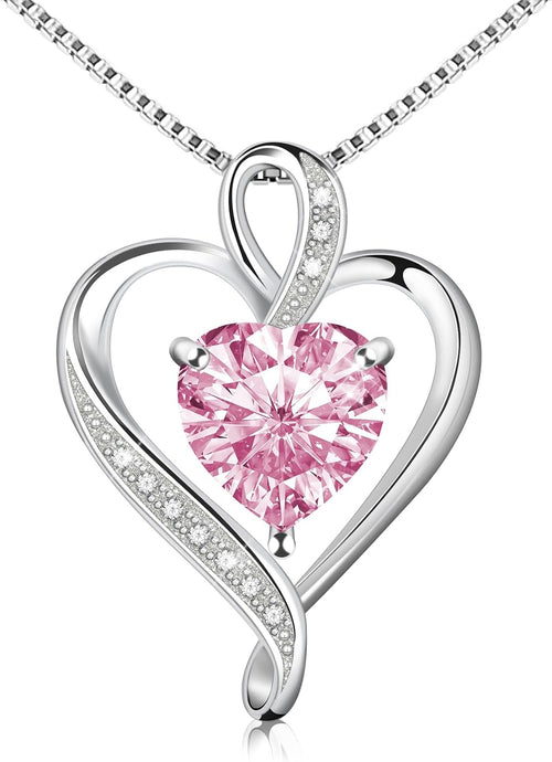 Birthstone Heart Pendant Necklace in Sterling Silver, view 2 of 10