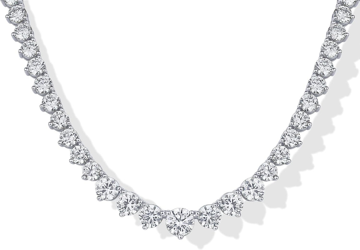 Graduated Cubic Zirconia Tennis Necklace, view 2 of 2