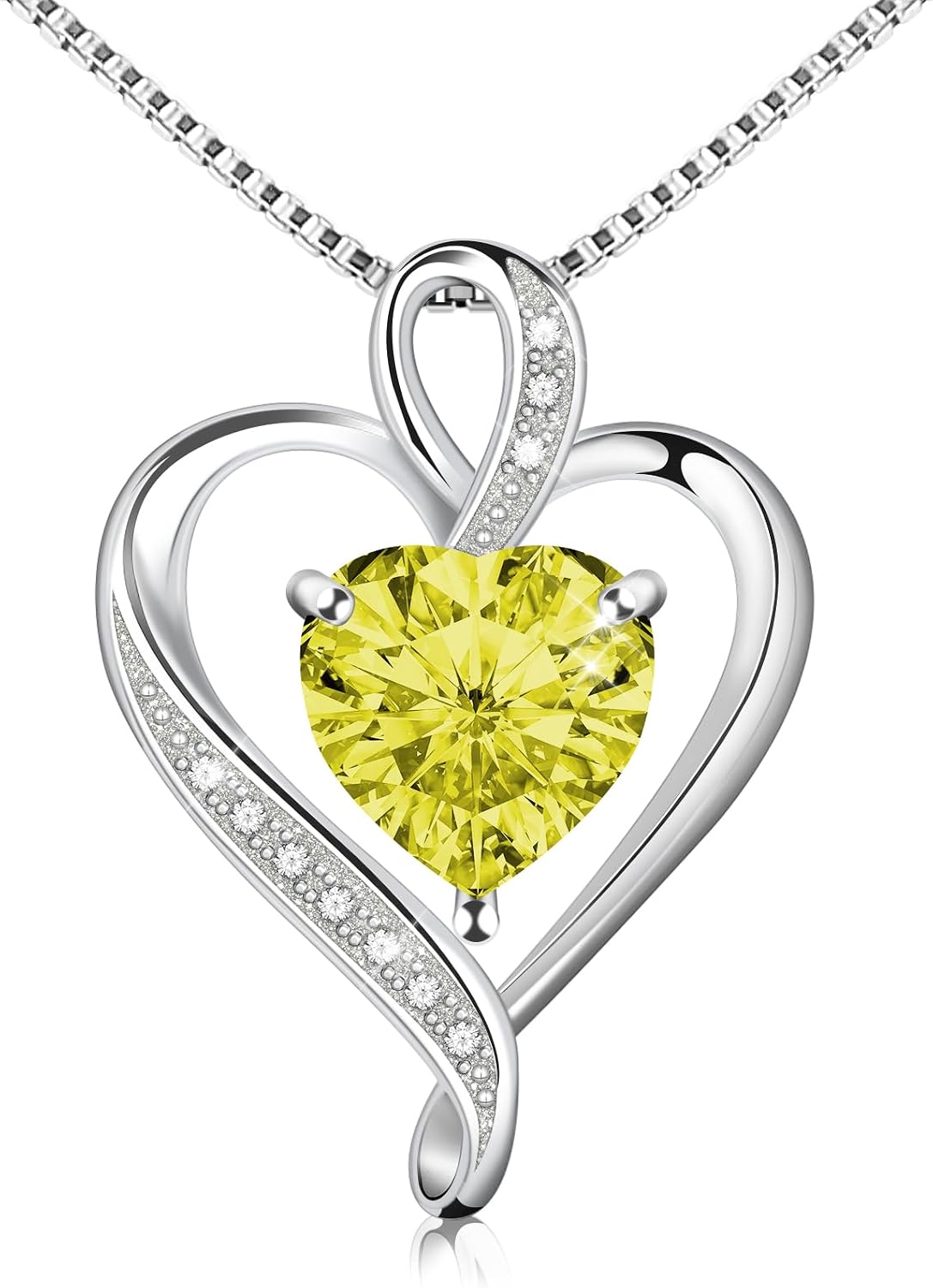 Birthstone Heart Pendant Necklace in Sterling Silver, view 3 of 10