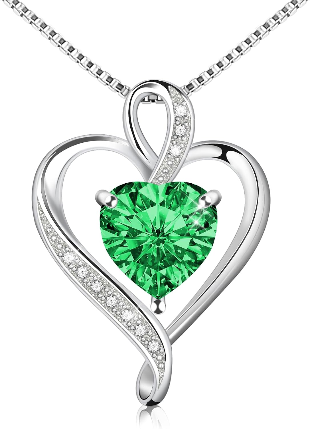 Birthstone Heart Pendant Necklace in Sterling Silver, view 8 of 10