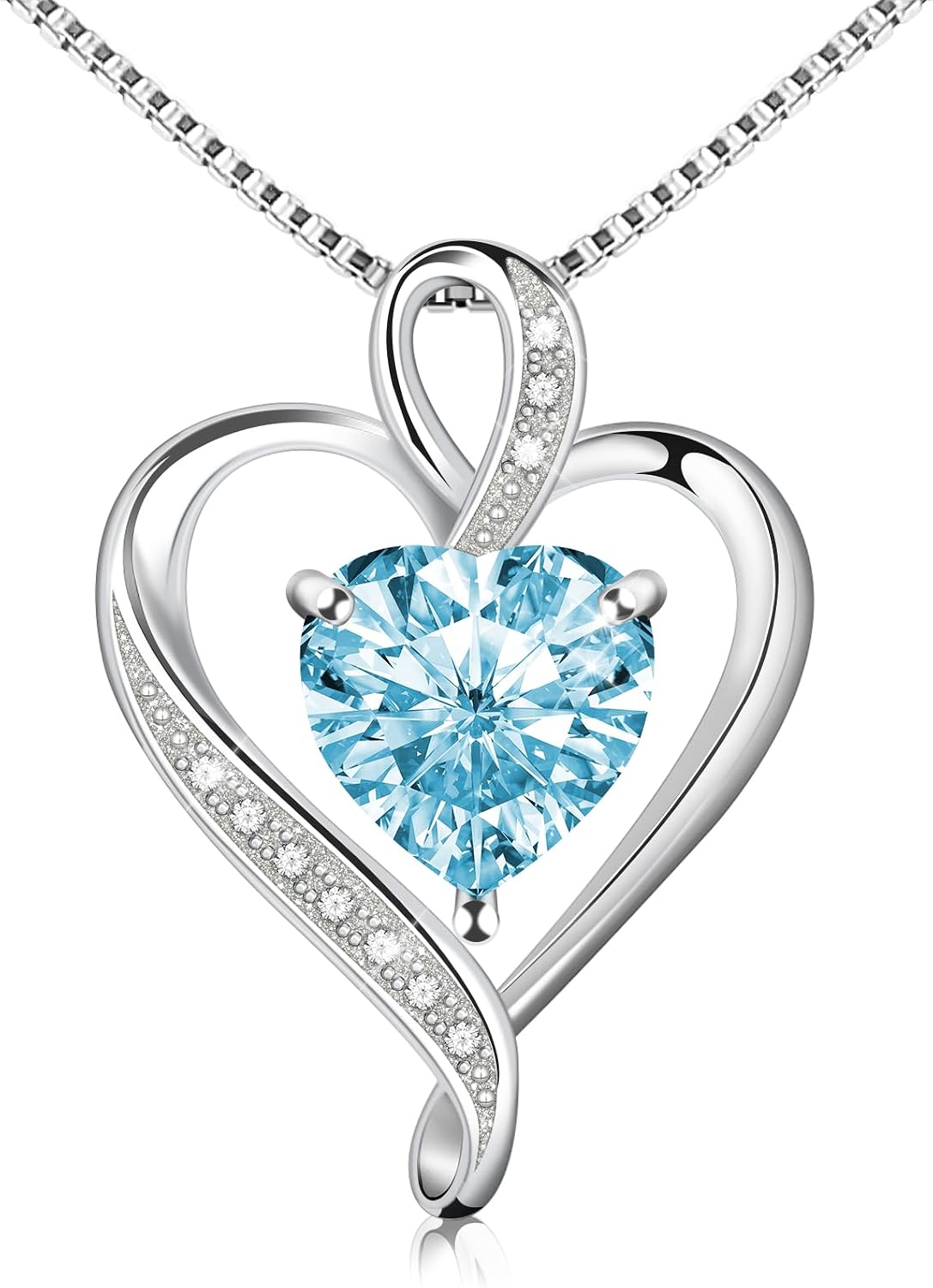 Birthstone Heart Pendant Necklace in Sterling Silver, view 4 of 10