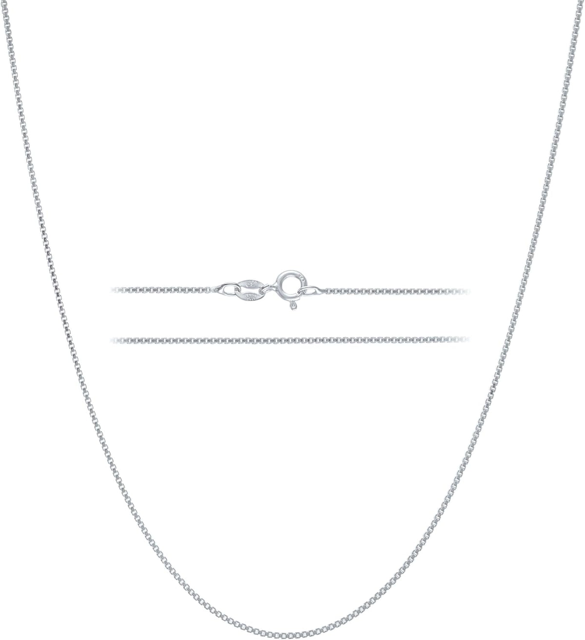 Box Chain Necklace in sterling silver, 1 mm