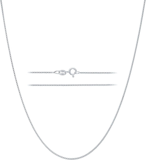 Box Chain Necklace in sterling silver, 1 mm