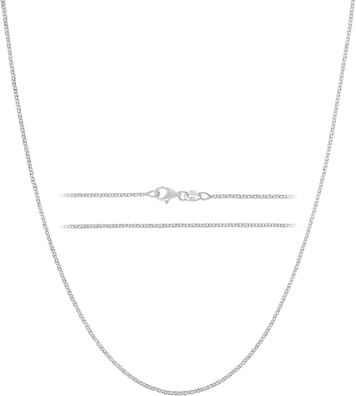 Cable Chain Necklace in sterling silver, 1.6 mm