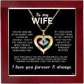 Birthstone Heart Necklace with Message Card for a Wife, silver tone, view 2
