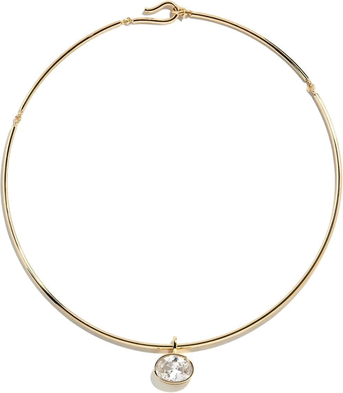 Birthstone Pendant Collar Choker, Gold PVD, shown on a plain white background