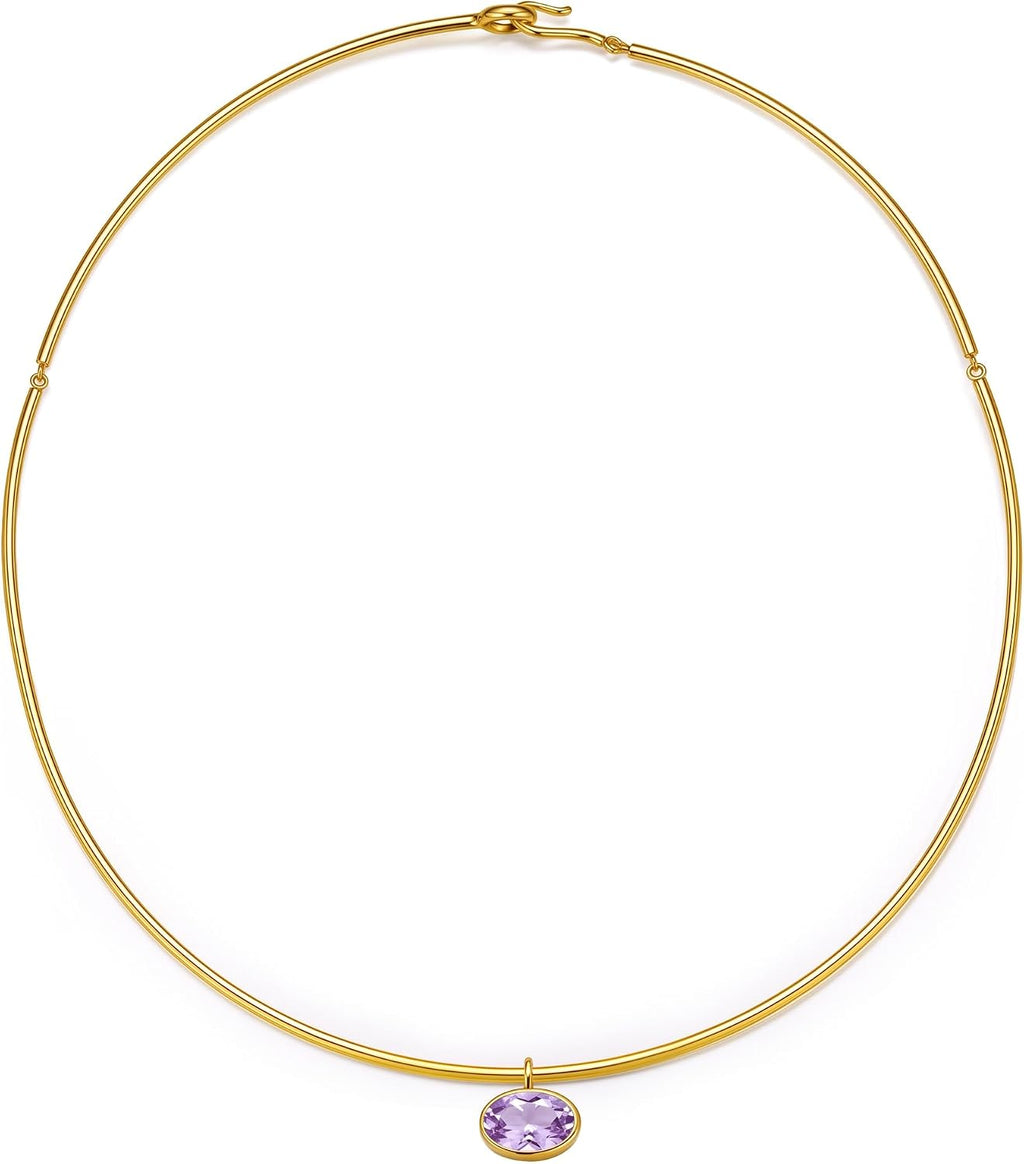 Birthstone Pendant Collar Choker, Gold PVD, view 2 of 11