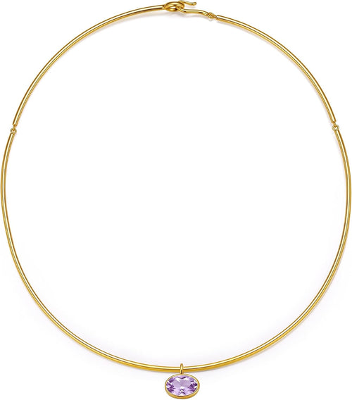 Birthstone Pendant Collar Choker, Gold PVD, view 2 of 11