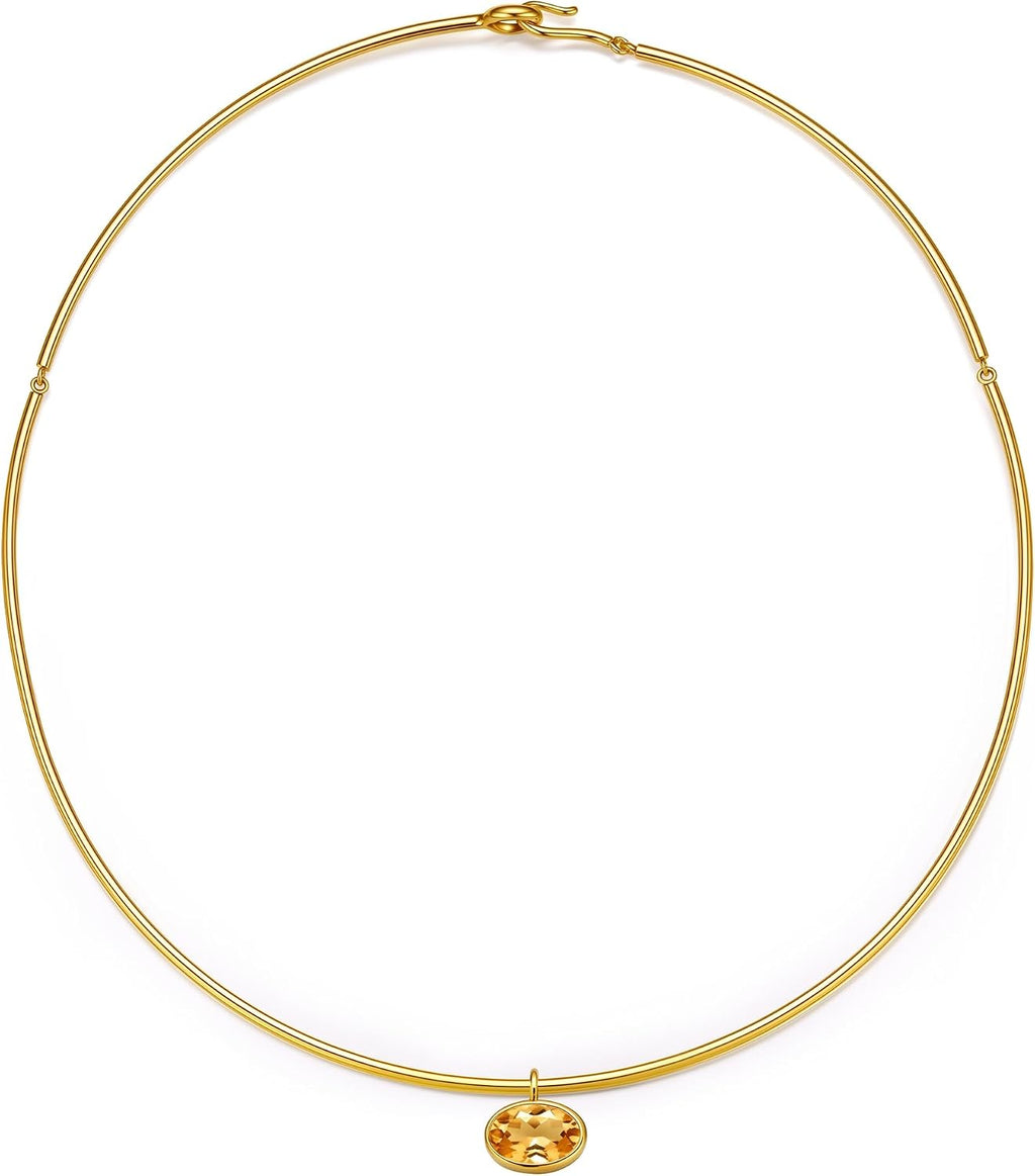 Birthstone Pendant Collar Choker, Gold PVD, view 4 of 11