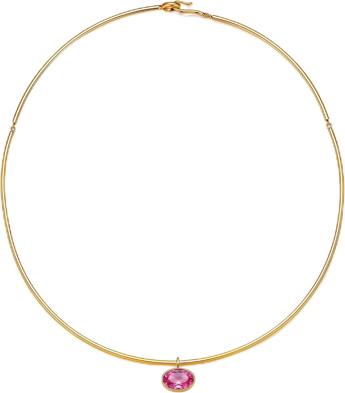Birthstone Pendant Collar Choker, Gold PVD, view 7 of 11