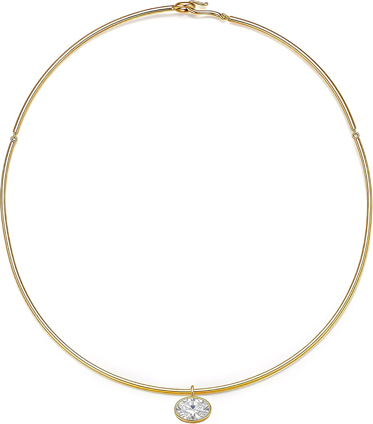 Birthstone Pendant Collar Choker, Gold PVD, view 8 of 11