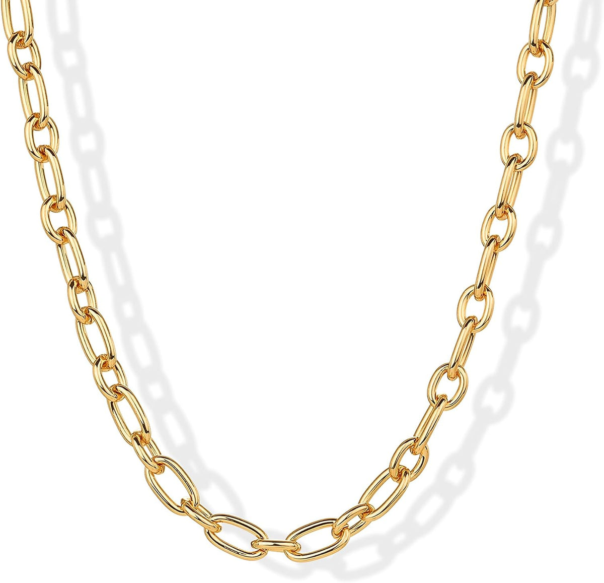 Chunky Link Chain Choker Necklace, Gold Tone, view 4 of 10
