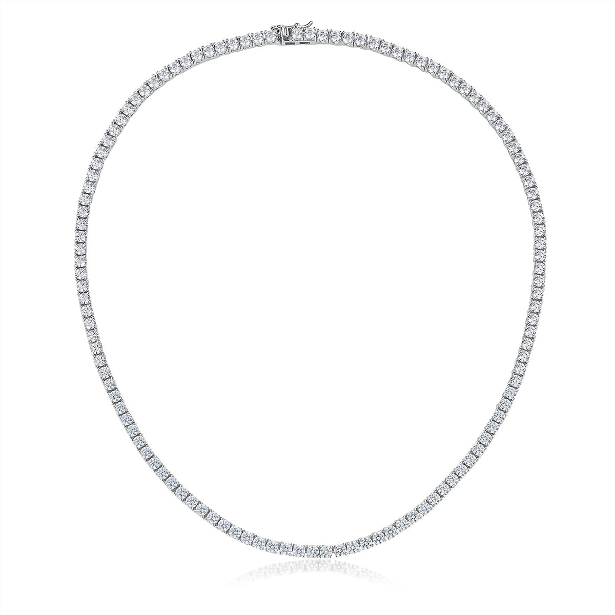 Round Cubic Zirconia Tennis Necklace, 3 mm in gold tone, shown on a plain white background