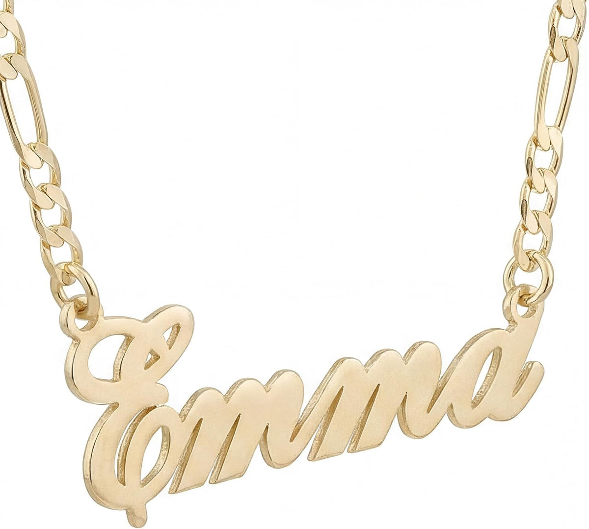 Custom Nameplate Necklace, Plated Finish, shown on a plain white background