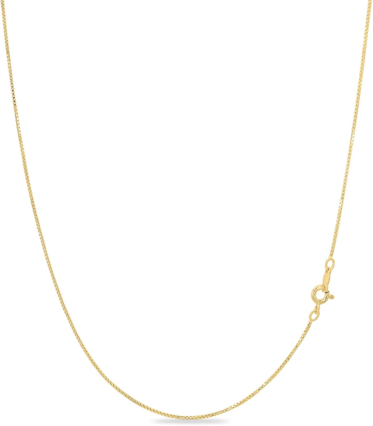Dainty Box Chain Necklace, 1 mm, shown on a plain white background