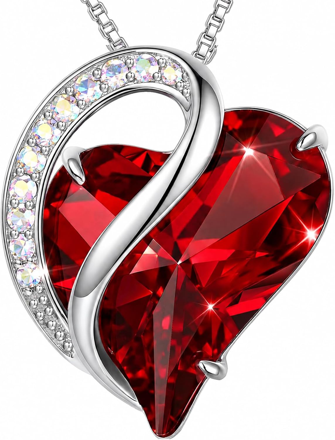 Faceted Crystal Heart Pendant Necklace, view 2 of 9
