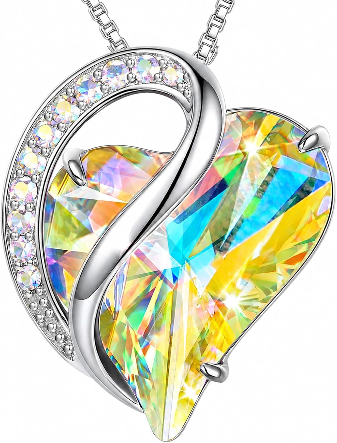Faceted Crystal Heart Pendant Necklace, view 5 of 9