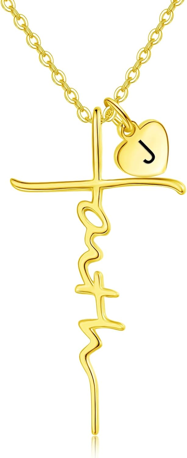 Faith Cross Birthstone Necklace in Sterling Silver, view 5 of 16