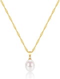 Freshwater Pearl Drop Pendant Necklace on a silver chain, shown on a plain white background