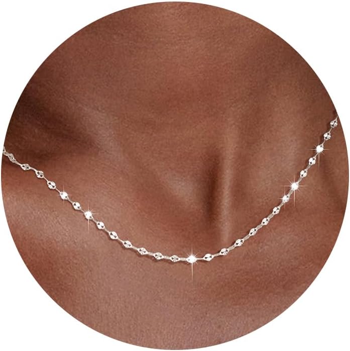 Lip Link Chain Necklace in Sterling Silver, shown on a plain white background