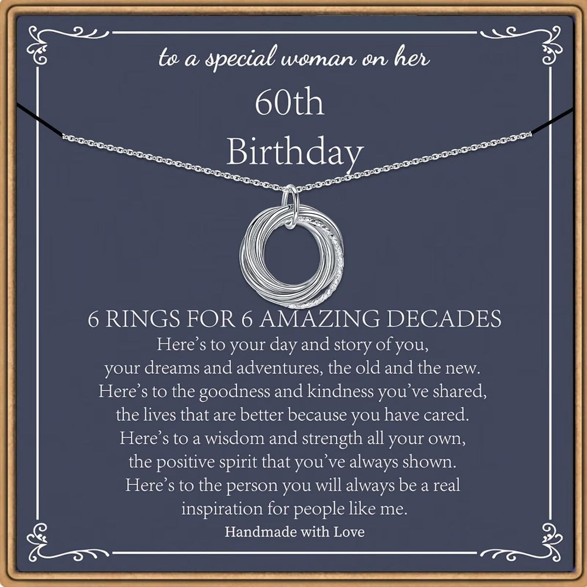 Milestone Birthday Necklace Set with the 40th birthday card for her, shown on a plain white background