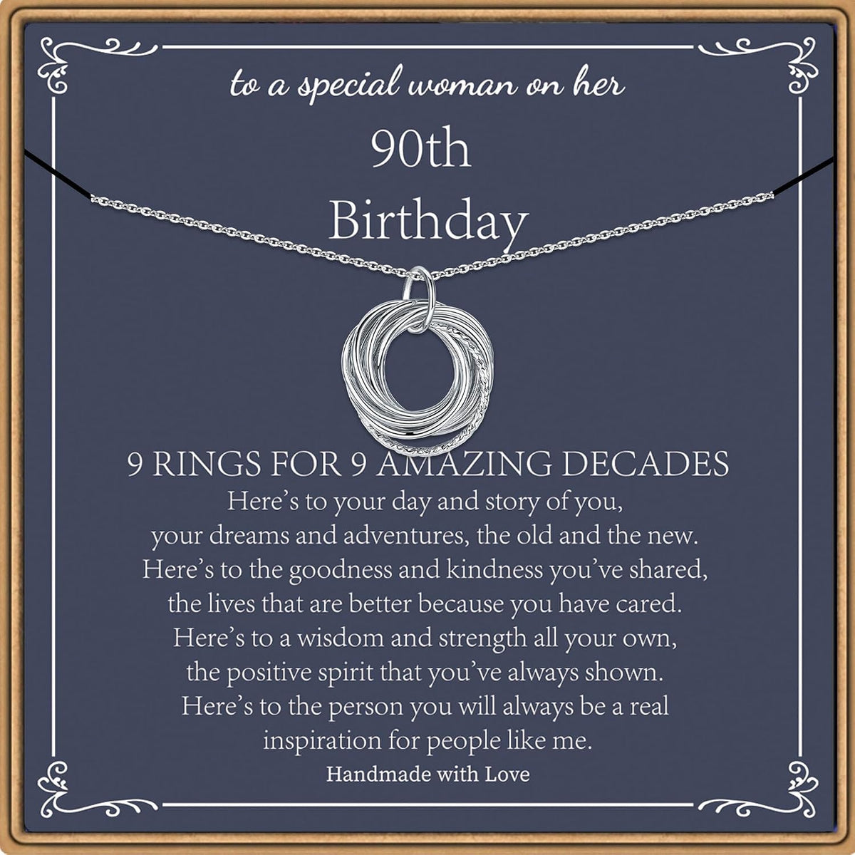 Milestone Birthday Necklace Set with the 50th birthday card, shown on a plain white background