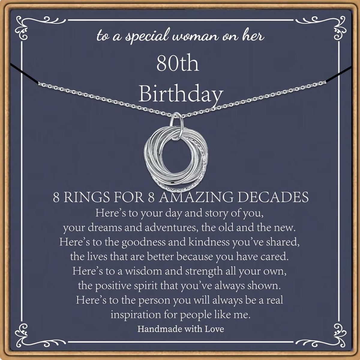 Milestone Birthday Necklace Set with the 60th birthday card, shown on a plain white background