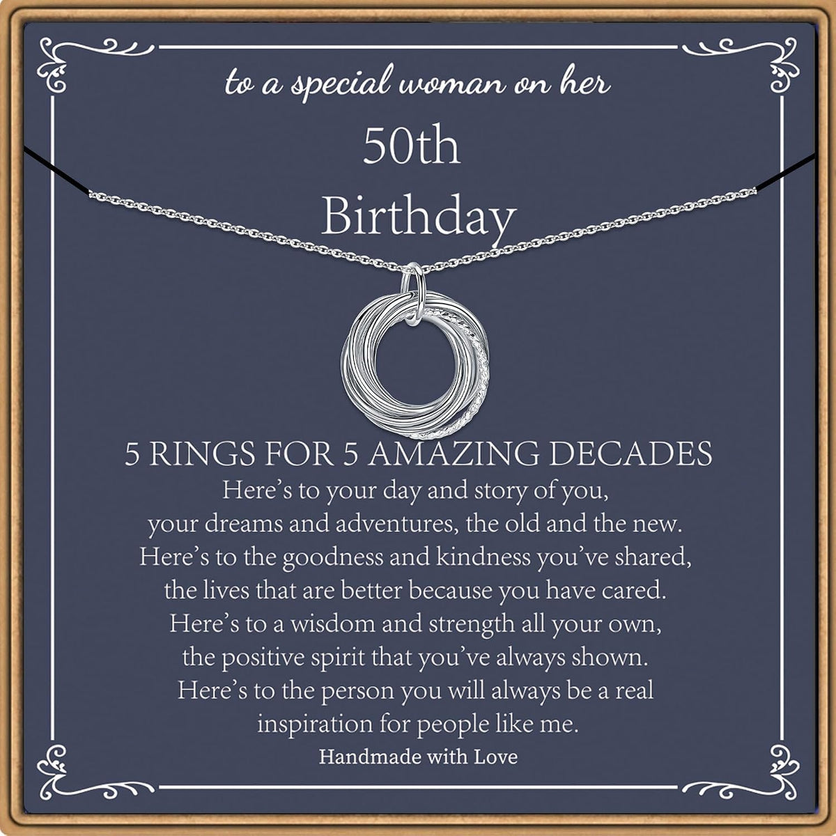 Milestone Birthday Necklace Set with the 90th birthday card, shown on a plain white background