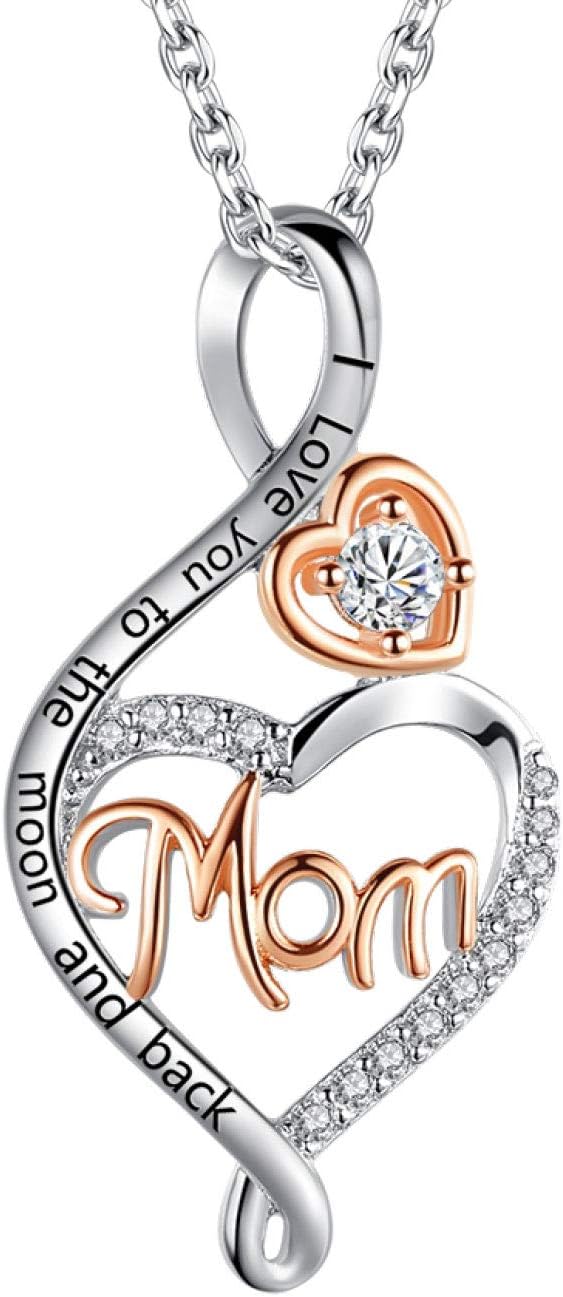 Mom, Nana and Grandma Pendant Necklace Set, the Mom pendant, shown on a plain white background