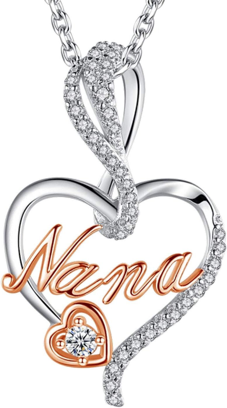 Mom, Nana and Grandma Pendant Necklace Set, the Nana pendant, shown on a plain white background