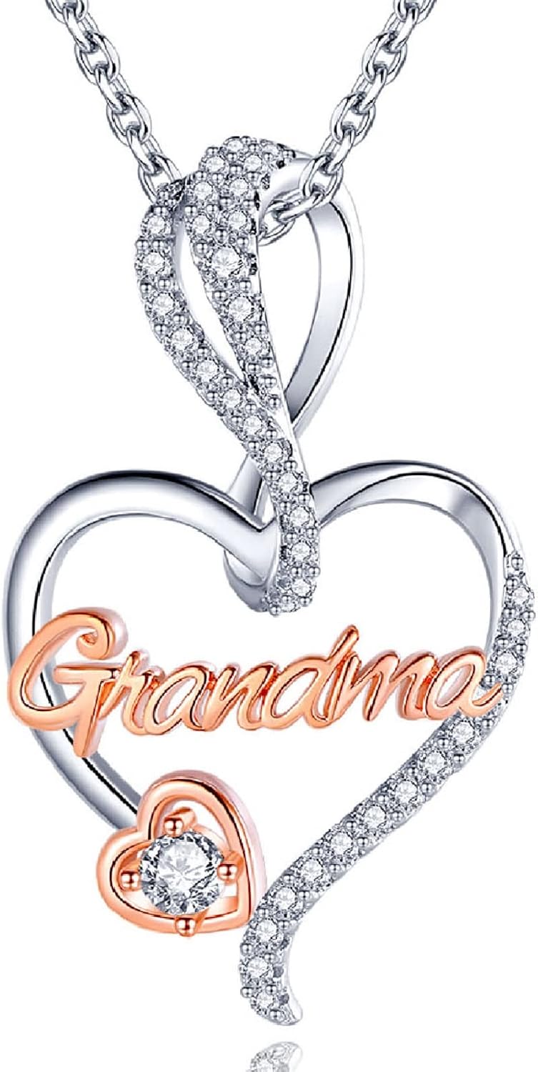 Mom, Nana and Grandma Pendant Necklace Set, the Grandma pendant, shown on a plain white background
