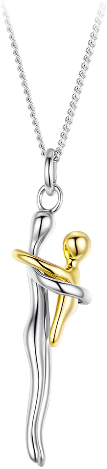 Mother and Daughter Pendant Necklace Set in Design 1, shown on a plain white background