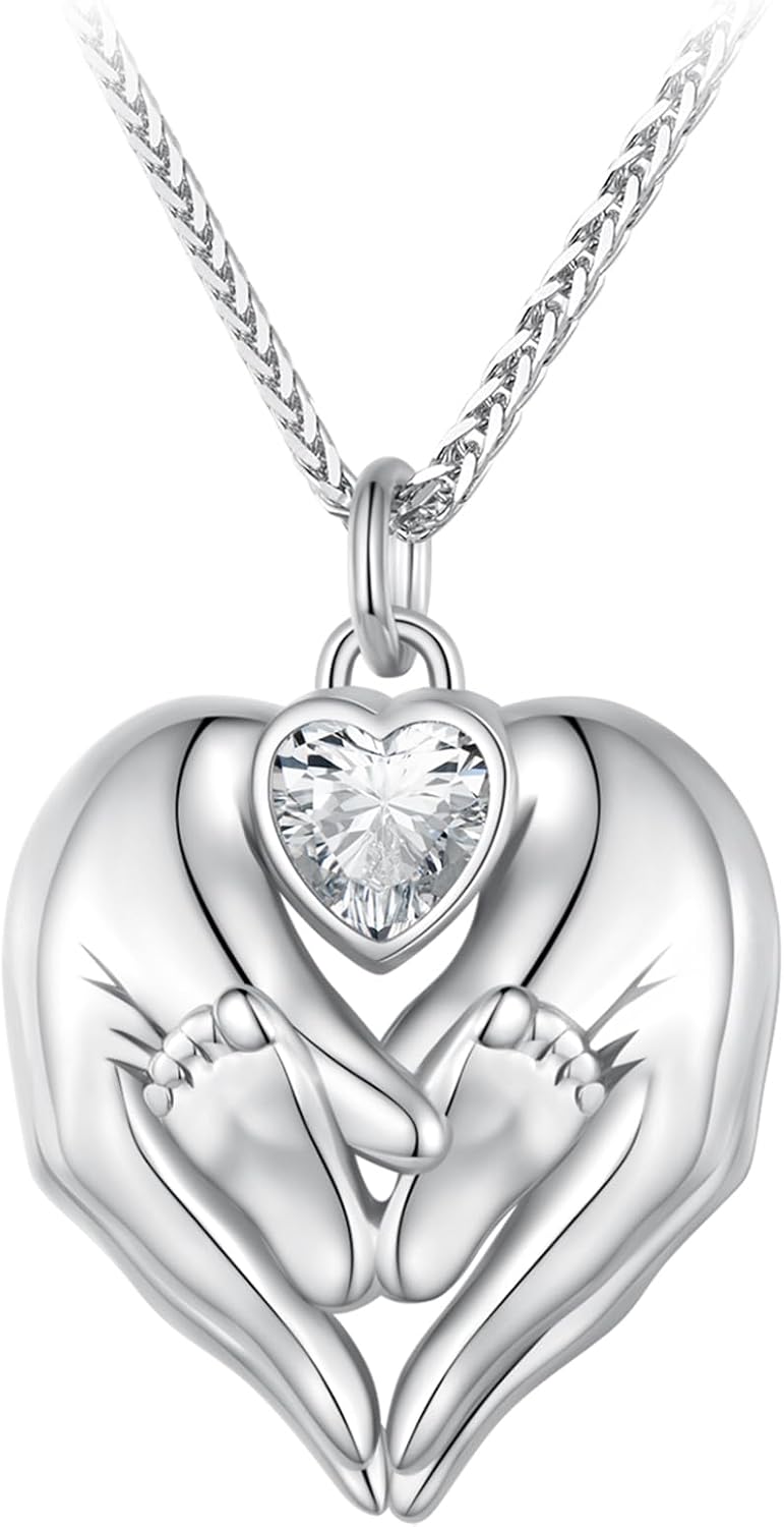 Mother and Daughter Pendant Necklace Set in Design 2, shown on a plain white background