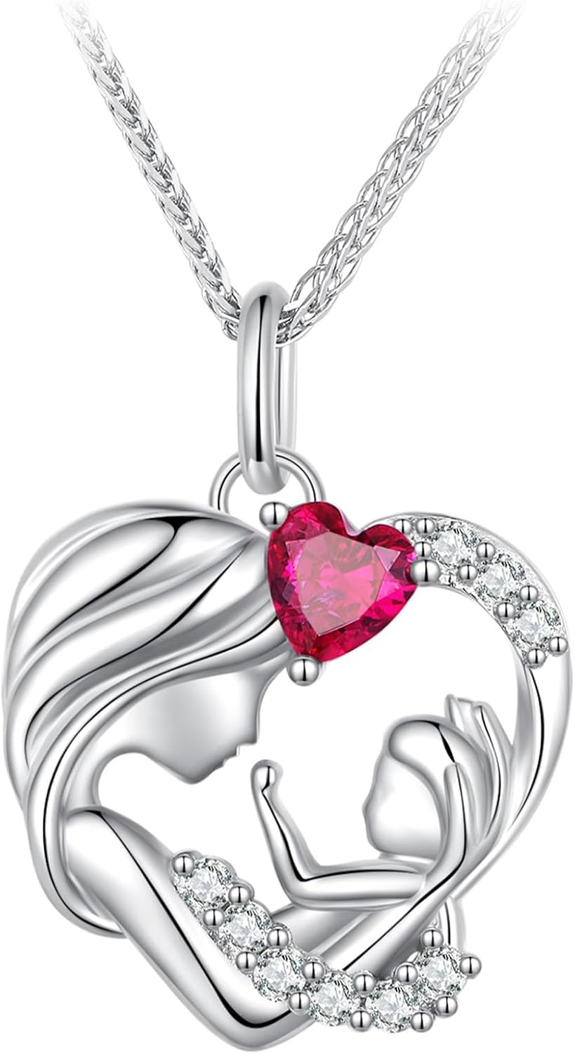 Mother and Daughter Pendant Necklace Set in Design 4, shown on a plain white background
