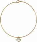 Oval Bezel Collar Necklace with the clear base and charm, shown on a plain white background