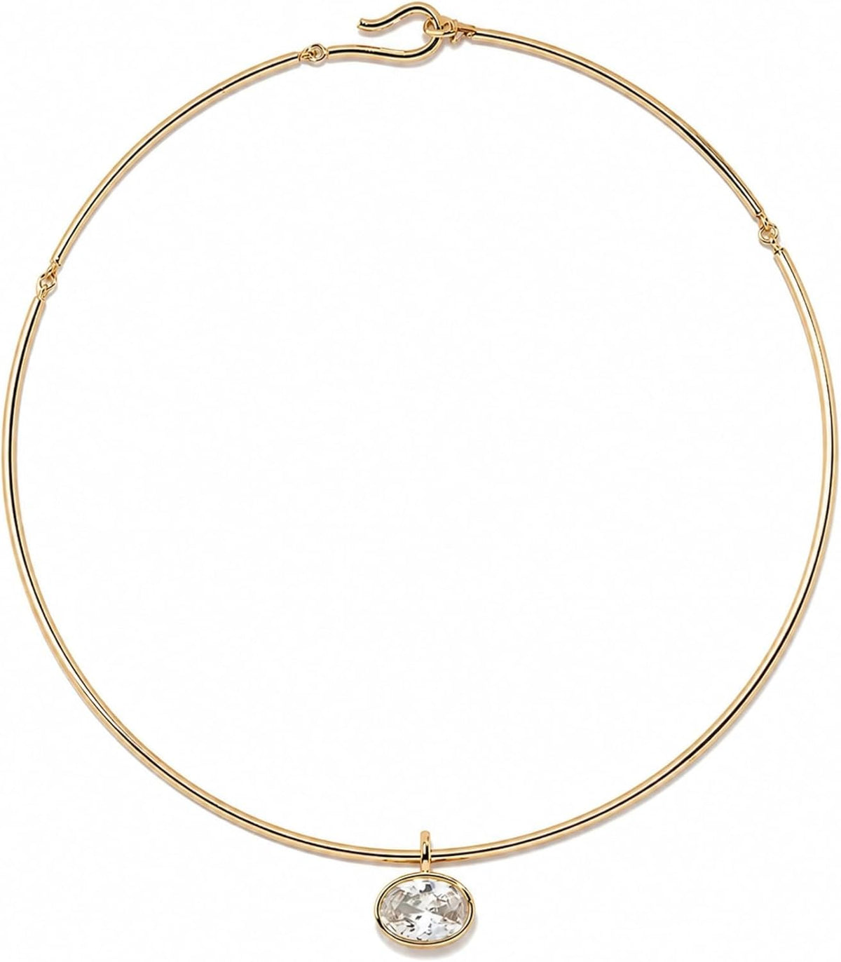 Oval Bezel Collar Necklace with the clear base and charm, shown on a plain white background