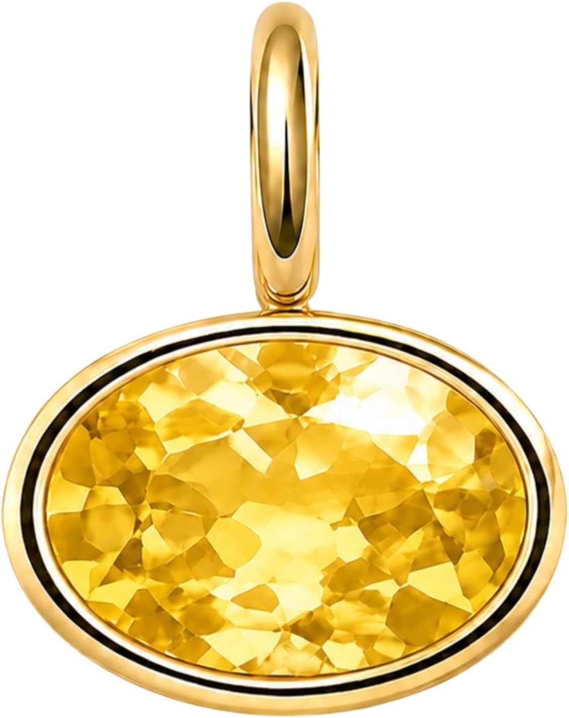 Oval Bezel Collar Necklace, yellow charm only, shown on a plain white background