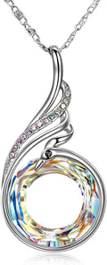 Phoenix Crystal Pendant Necklace in Volcano with a sterling silver setting, shown on a plain white background