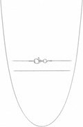 Snake Chain Necklace in Sterling Silver, 1 mm, shown on a plain white background