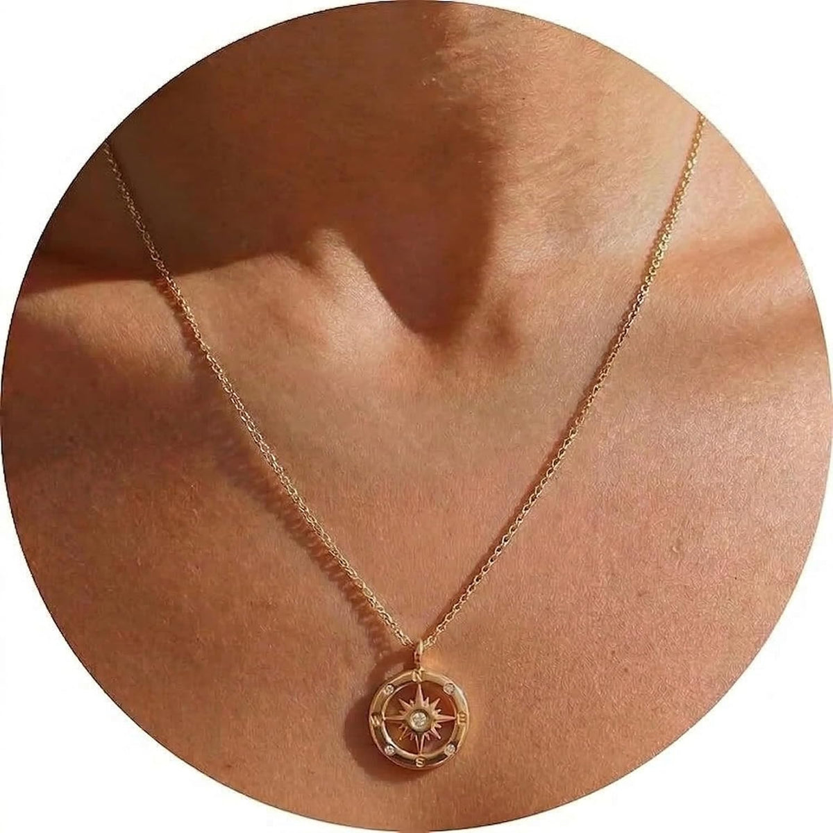 Solitaire Cubic Zirconia Choker Necklace, 18 Inch in Layered Gold, shown on a plain white background