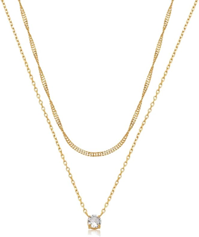 Solitaire Cubic Zirconia Choker Necklace, 18 Inch in Silver Round CZ, shown on a plain white background
