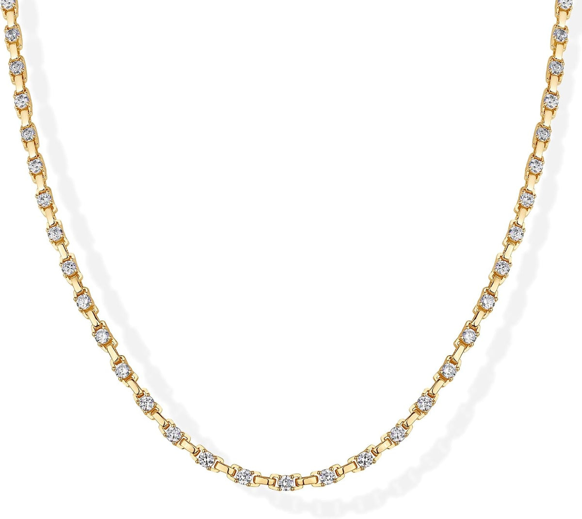 Station Cubic Zirconia Necklace, Gold Tone, shown on a plain white background