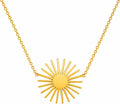 Sun Pendant Necklace, Gold PVD Stainless Steel, shown on a plain white background