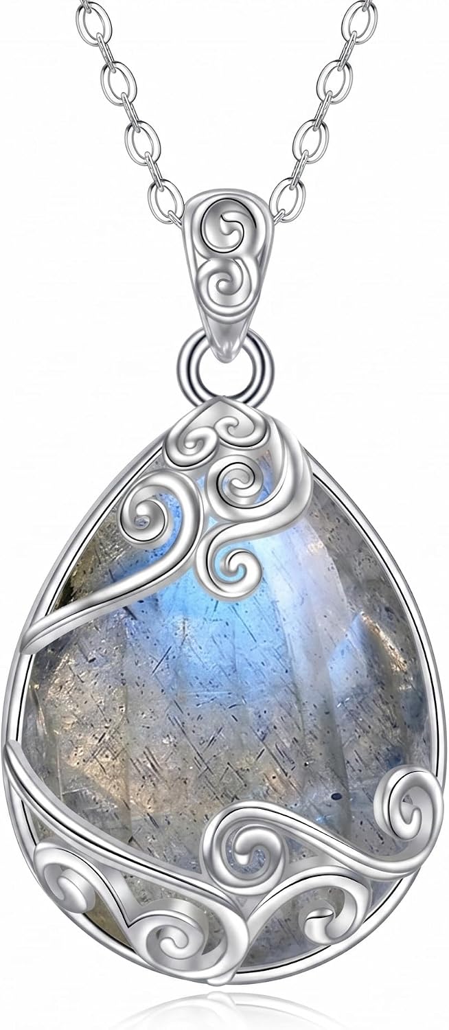 Tree of Life Teardrop Gemstone Pendant Necklace, view 4 of 14