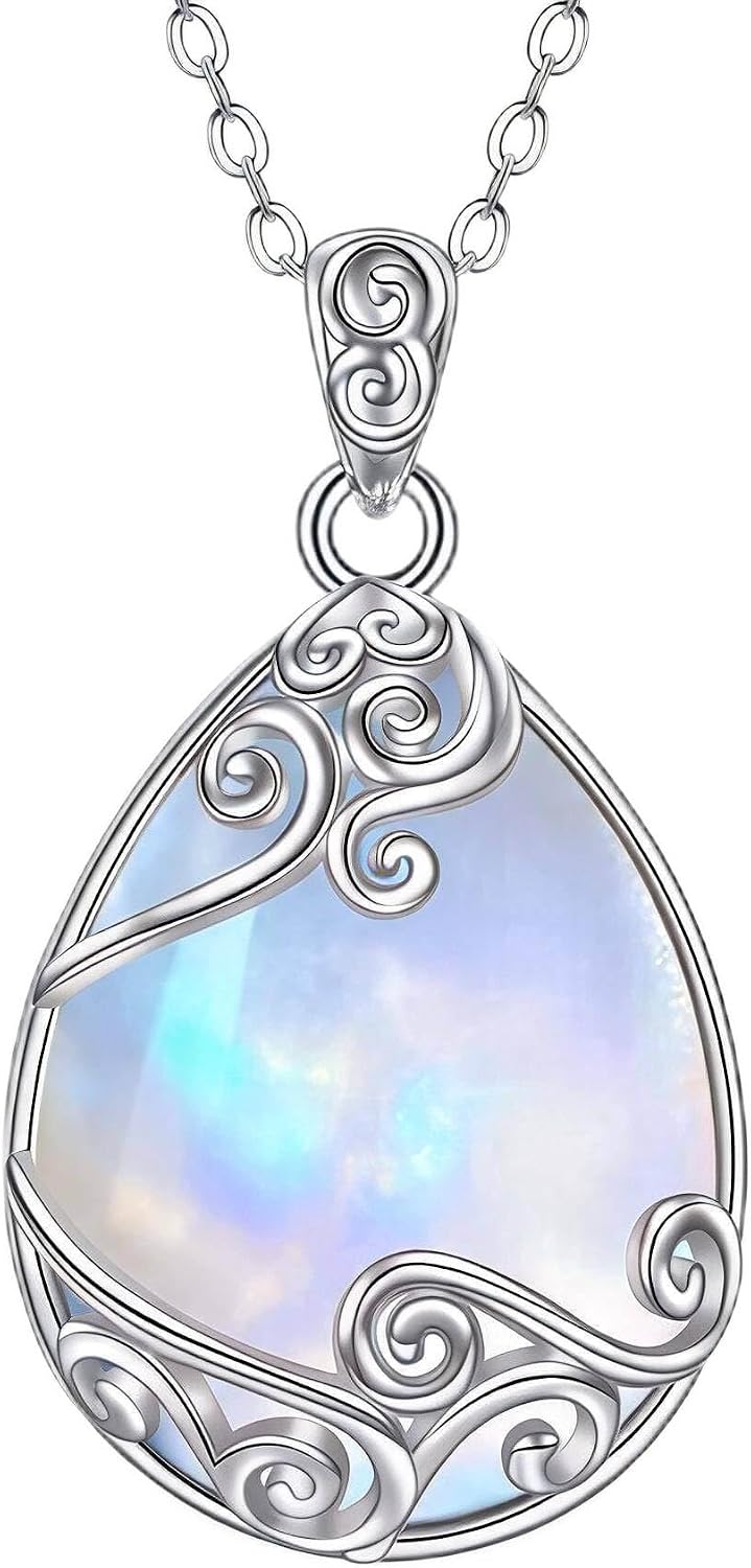 Tree of Life Teardrop Gemstone Pendant Necklace, view 6 of 14