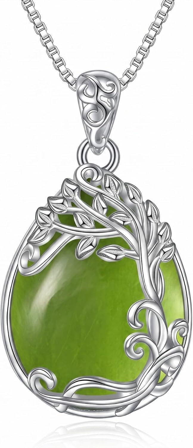Tree of Life Teardrop Gemstone Pendant Necklace, view 7 of 14