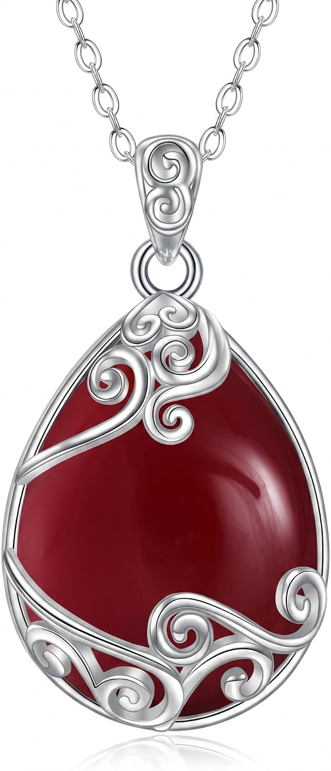 Tree of Life Teardrop Gemstone Pendant Necklace, view 10 of 14