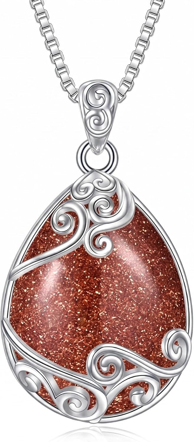 Tree of Life Teardrop Gemstone Pendant Necklace, view 11 of 14