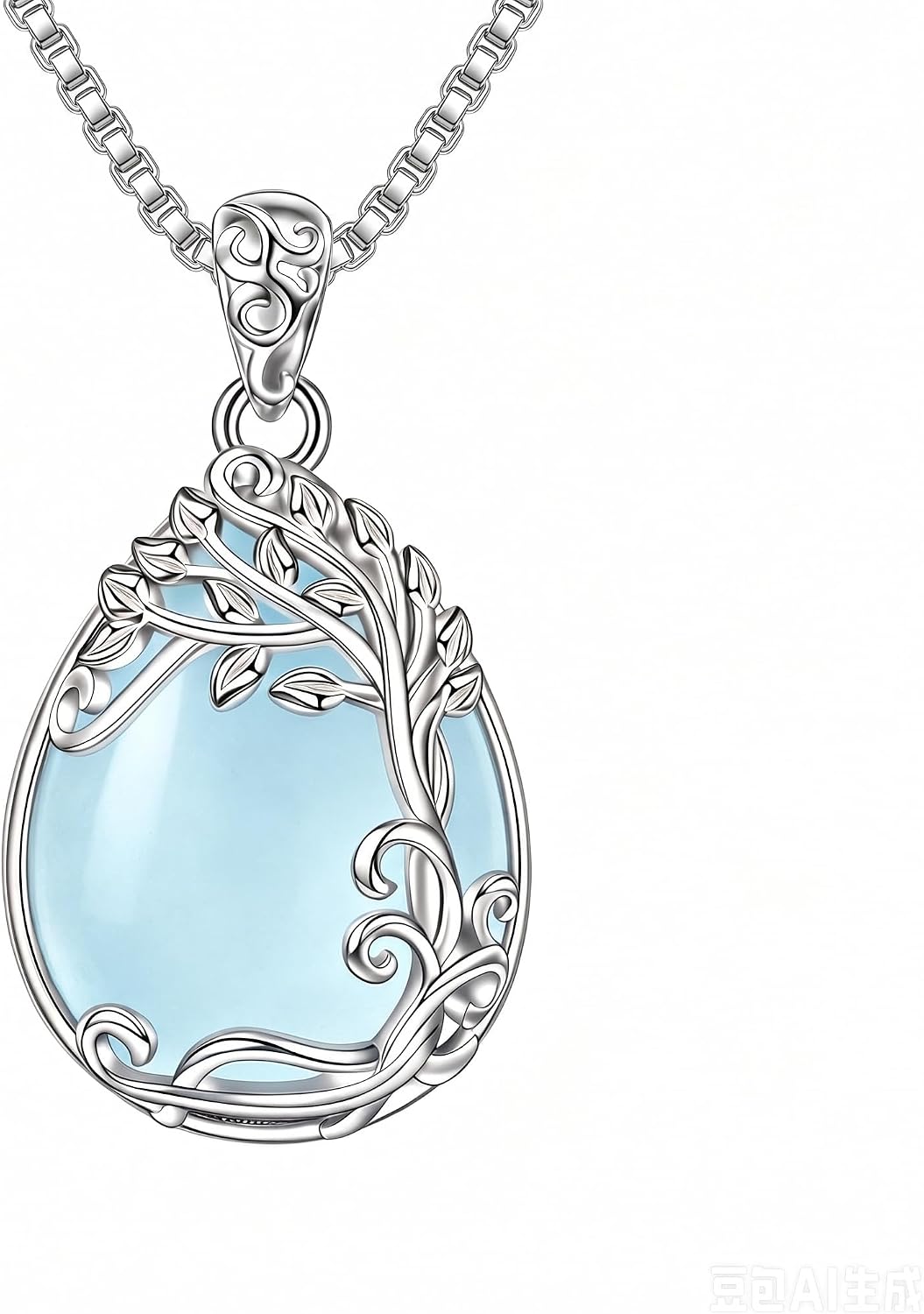 Tree of Life Teardrop Gemstone Pendant Necklace, view 12 of 14